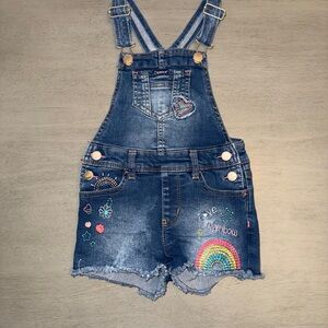 Jordache Blue Denim Kids Overalls with Colorful Embroidery